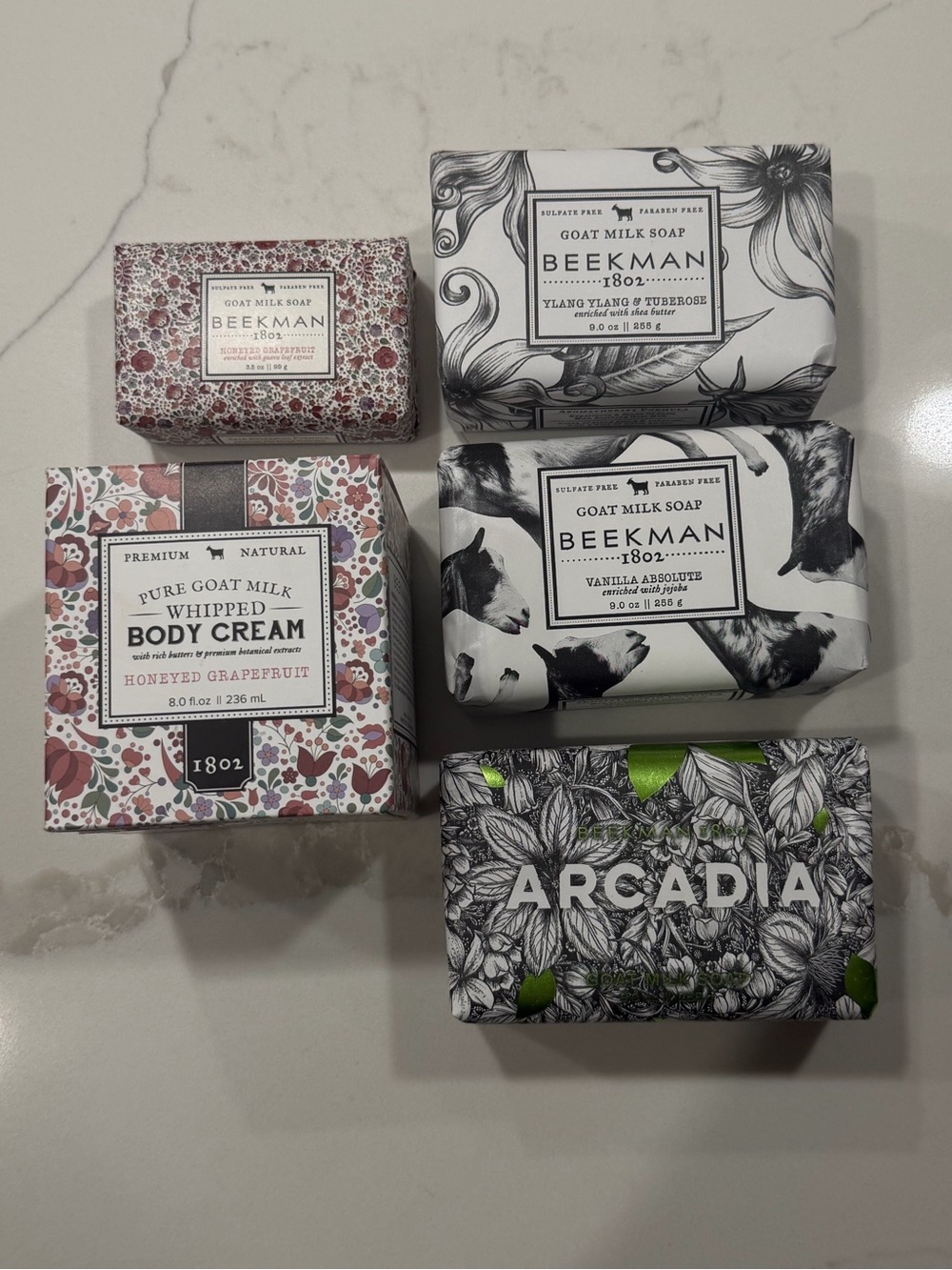 Bundle of Beekman 1802 Goat Milk Soap Bars & Body Cream